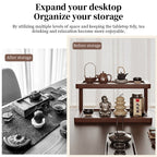 2-Tier Bamboo Spice & Cosmetic Organizer with Acrylic Base, Countertop Storage for Small Spaces eprolo