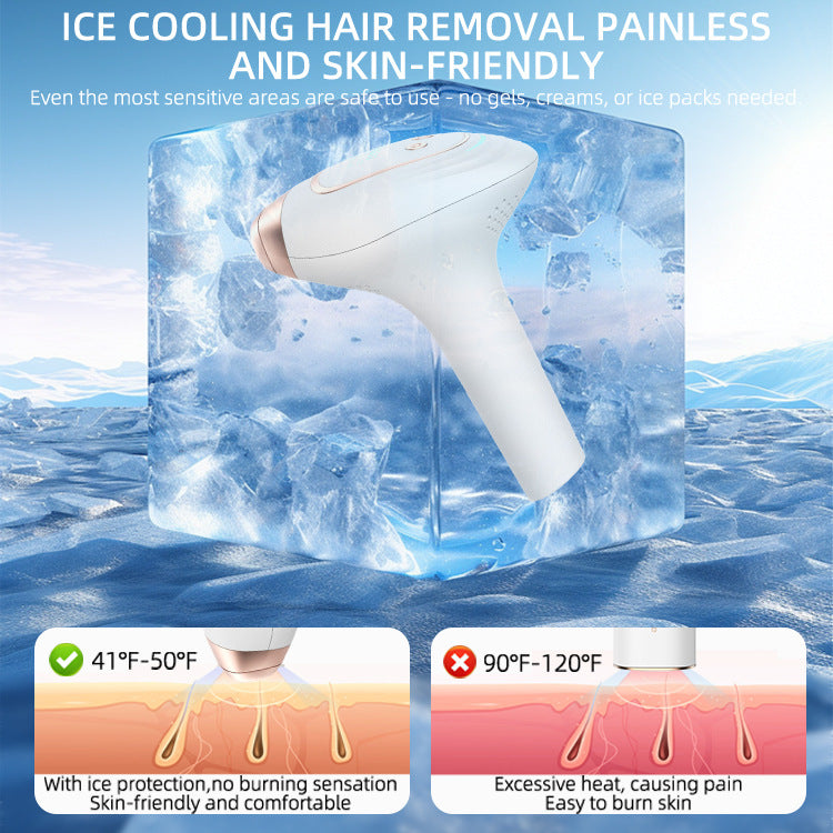 Handheld freezing point hair removal device, replaceable head IPL strong pulse portable whole body painless hair removal device eprolo