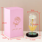 Golden Butterfly Immortal Flower Glass Cover Rose Glowing Gold Foil Rose Christmas Valentine's Day eprolo