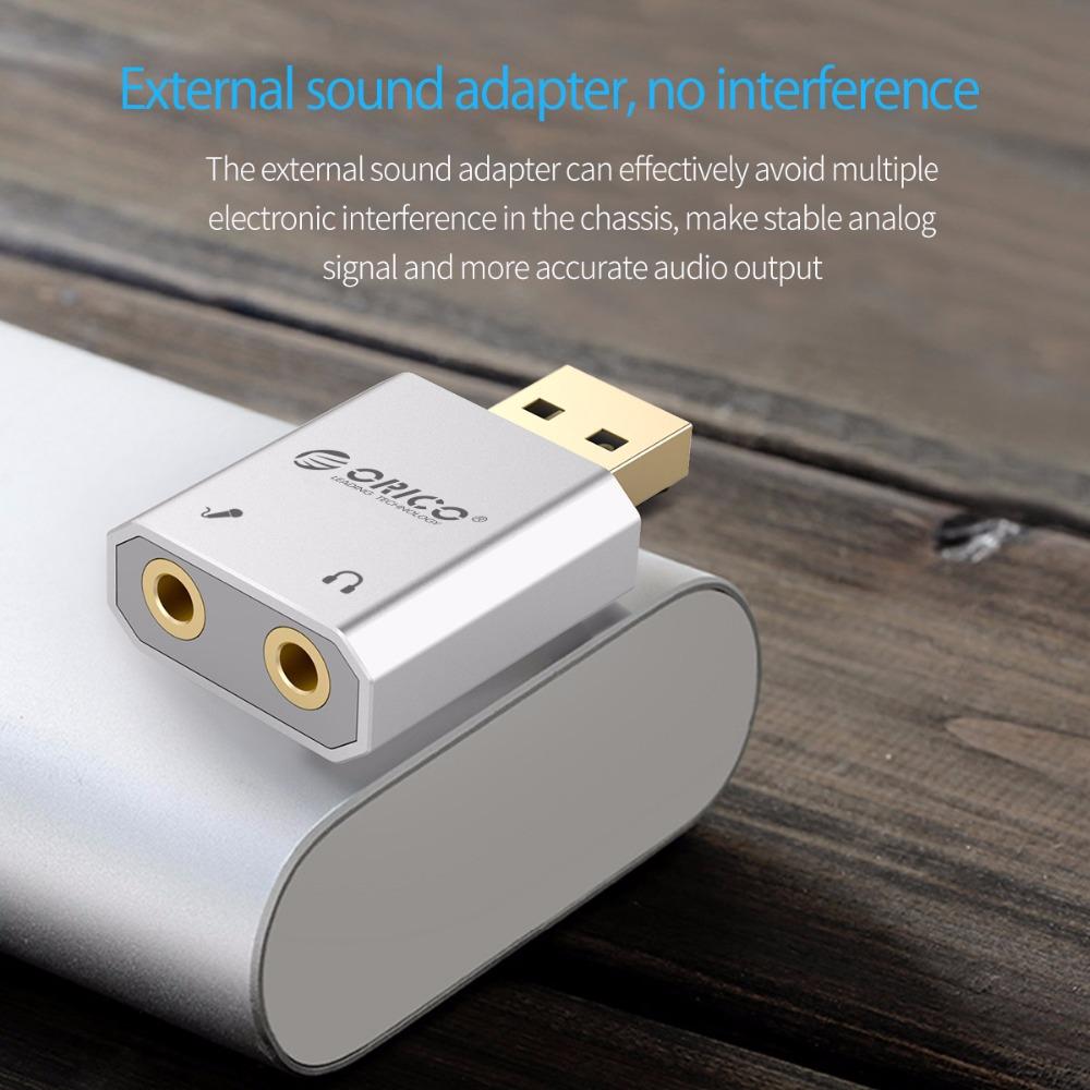 ORICO SK02 External USB Sound Card Stereo Mic Speaker Headset Audio Jack 3.5mm Mini Cable Adapter Free Drive For PC Laptop