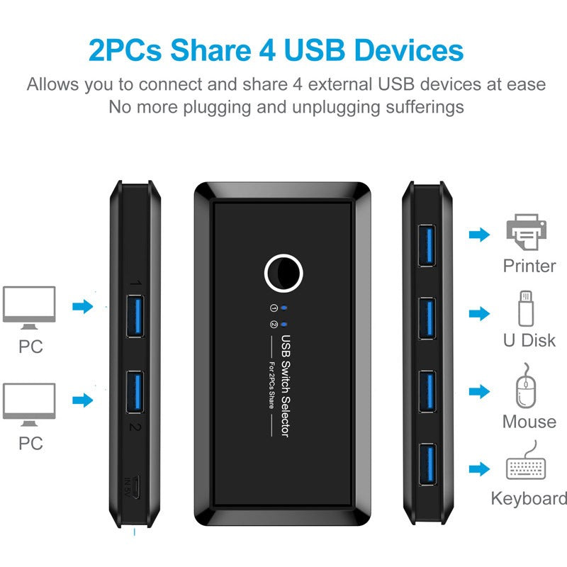 USB 3.0 printer sharer 4-port USB multi interface two computer switchers and splitters eprolo