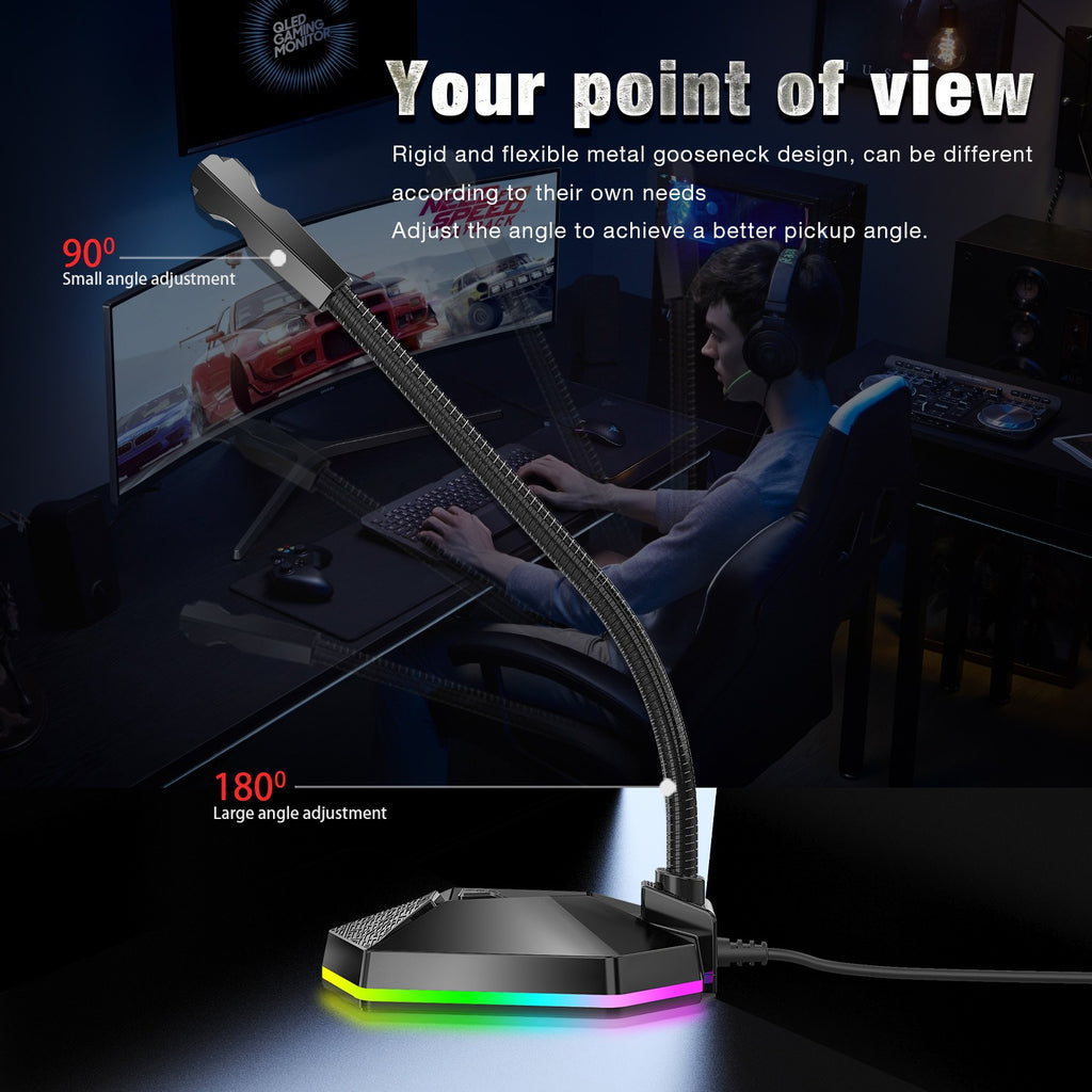 New microphone RGB luminous bendable USB microphone no drive voice chat video conference microphone eprolo
