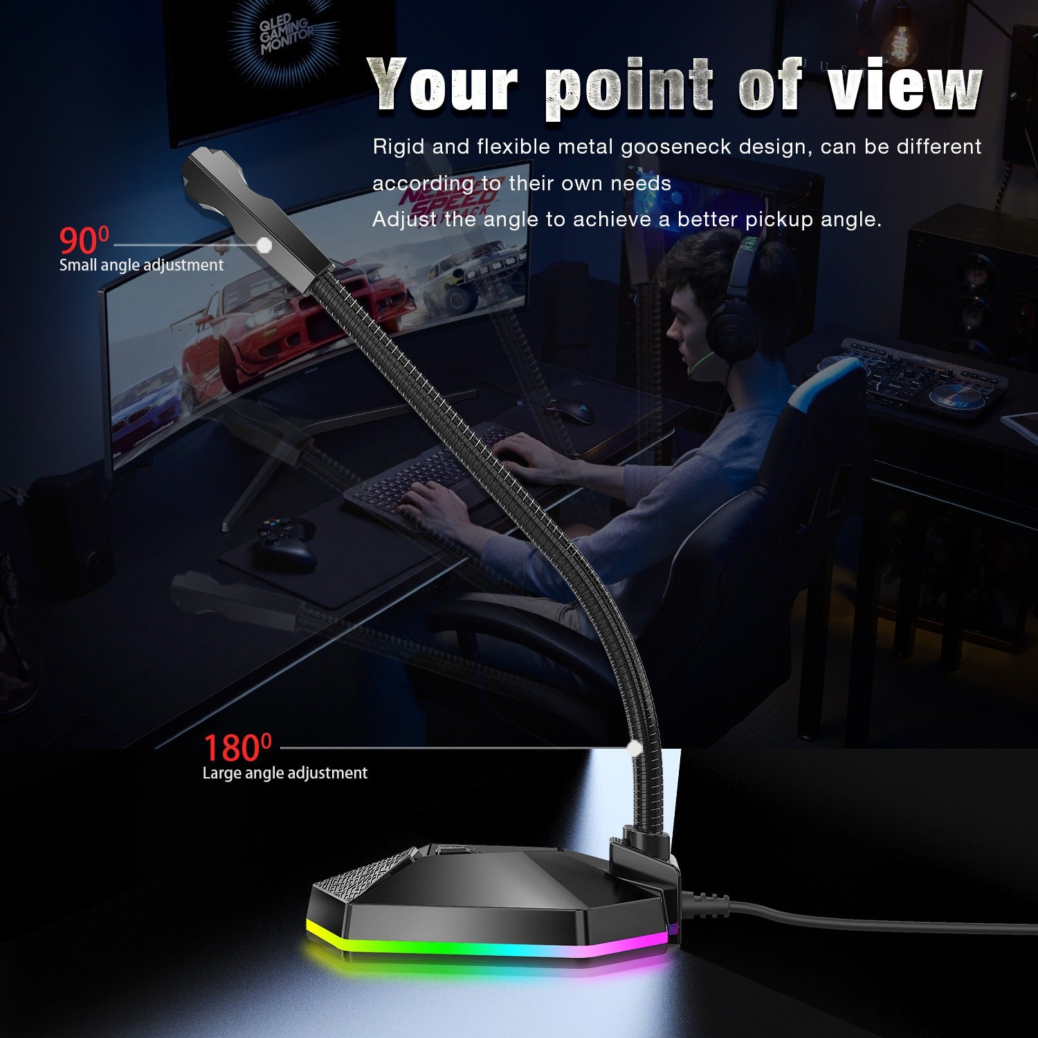 New microphone RGB luminous bendable USB microphone no drive voice chat video conference microphone eprolo