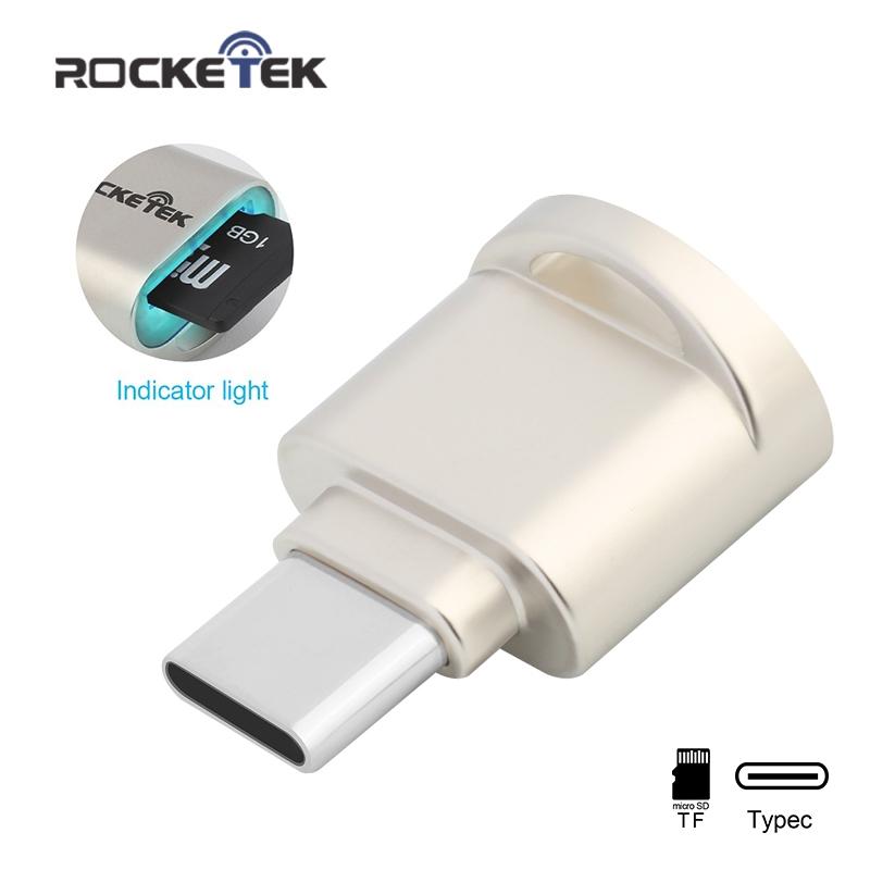 Rocketek typec high quality Aluminum super mini OTG USB 2.0 Type-C card reader Adapter type c TF/Micro SD for mac air/book imac