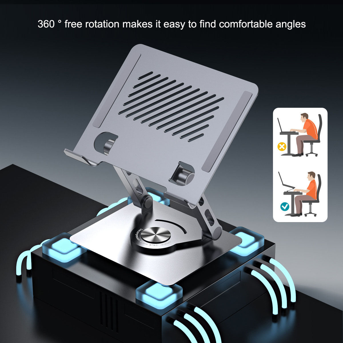 Dual arm support tablet stand with infinite adjustment, rotation, folding, heat dissipation, gaming phone stand eprolo