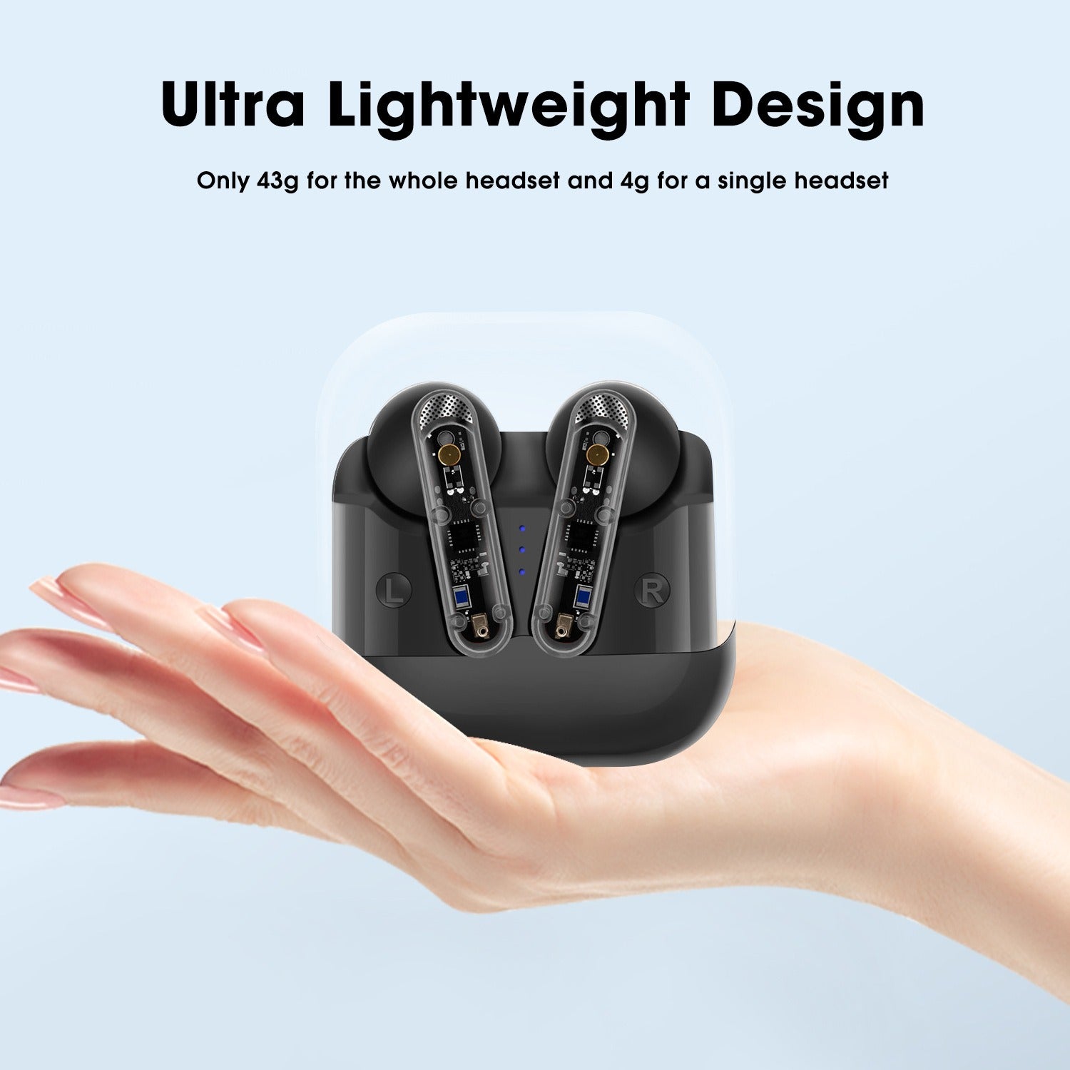 AKZ-S26 Wireless Sports Earphones Mini Transparent Shell Bluetooth Earphones TWS Lightweight Running Tpye-c Heavy Bass eprolo