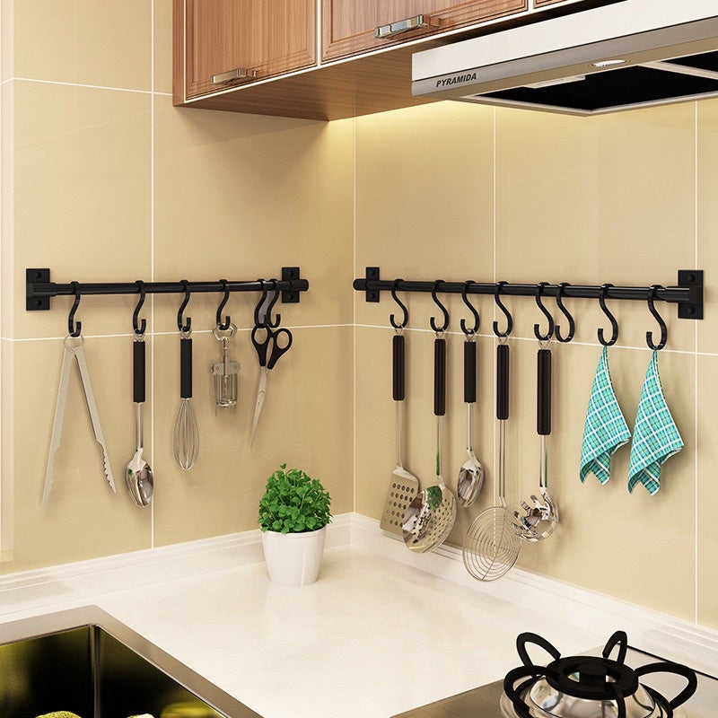 Kitchen Hanging Spoon Hanger Hook Punch-Free Wall-Mounted Wall Hook Rack Supplies Row Hook Sticky Hook Hook Rack eprolo