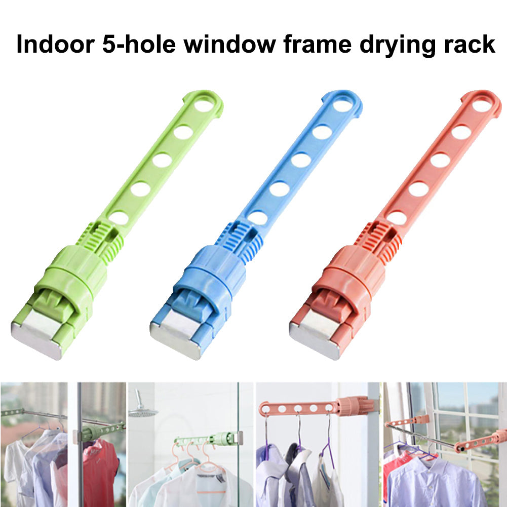 1 pcs Portable Indoor Balcony 5 Hole Clothes Hanging Drying Rack Window Frame Hanger For Coat Towels Home Storage Organizer Tool eprolo