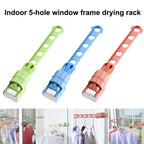 1 pcs Portable Indoor Balcony 5 Hole Clothes Hanging Drying Rack Window Frame Hanger For Coat Towels Home Storage Organizer Tool eprolo