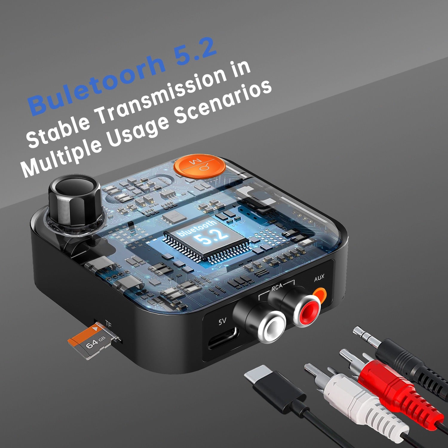 Bluetooth 5.2 Receiver Audio NFC Wireless Adapter Vintage Amplifier Audio TF Card MP3 Player eprolo