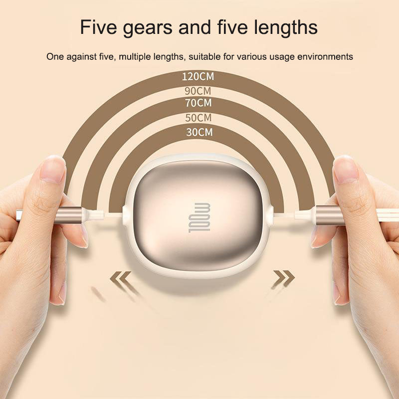 Aluminum alloy three in one telescopic data cable, super fast charging 100W portable one to three charging cable eprolo
