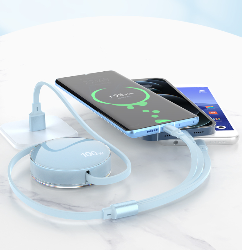 100W three in one telescopic data cable one to three charging cable eprolo