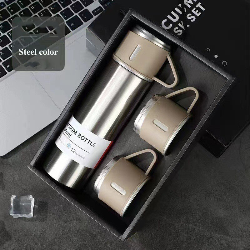 A cup of three-lid thermos cup portable fashion gift box set stainless steel cup eprolo