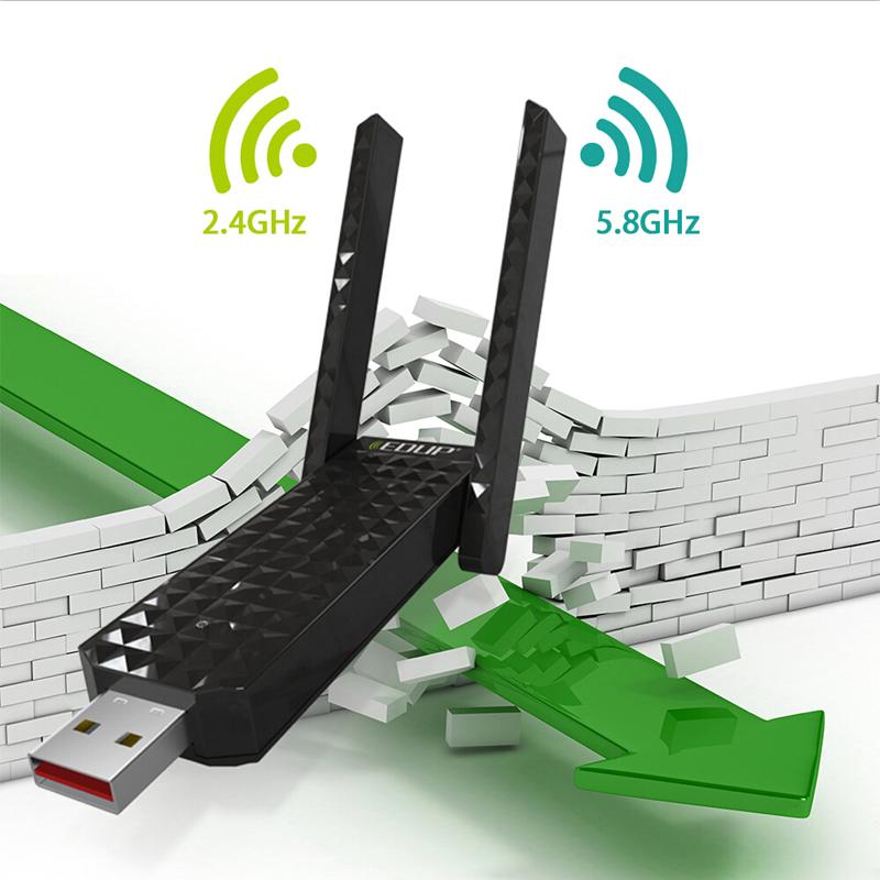 EDUP usb Wireless adapter 802.11ac 600mbps 5ghz wifi receiver double 2dbi antenna high speed network card