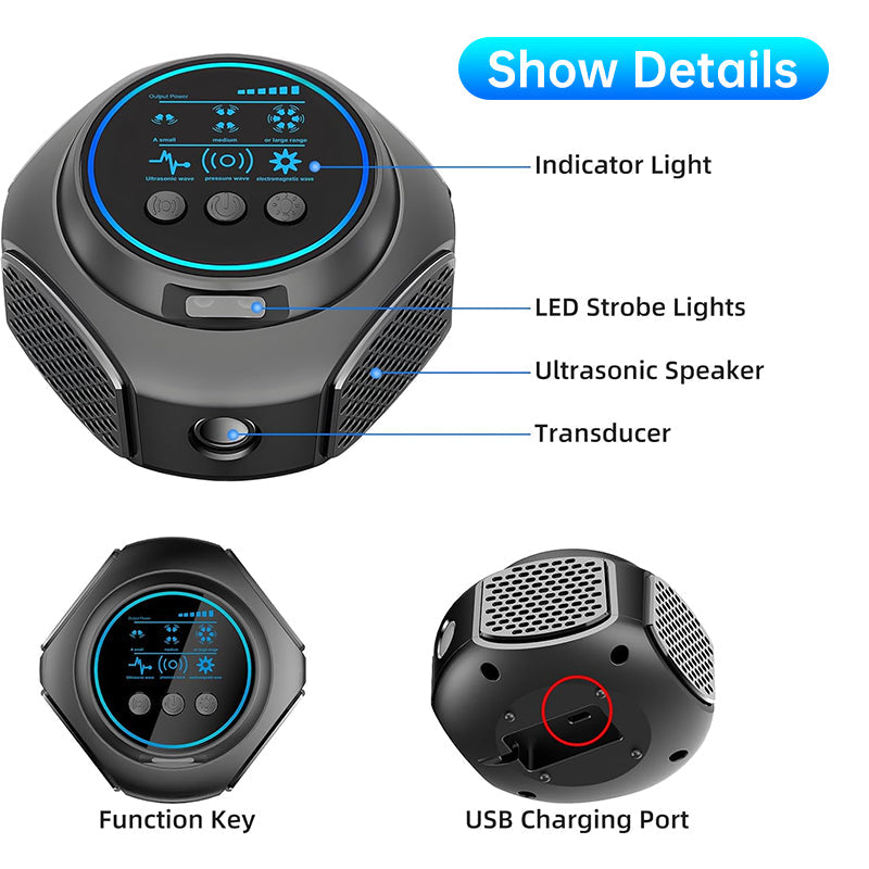 4-in-1 ultrasonic rodent repellent, 360° electronic rat repellent, repels indoor flies, cockroaches & mosquitoes. eprolo