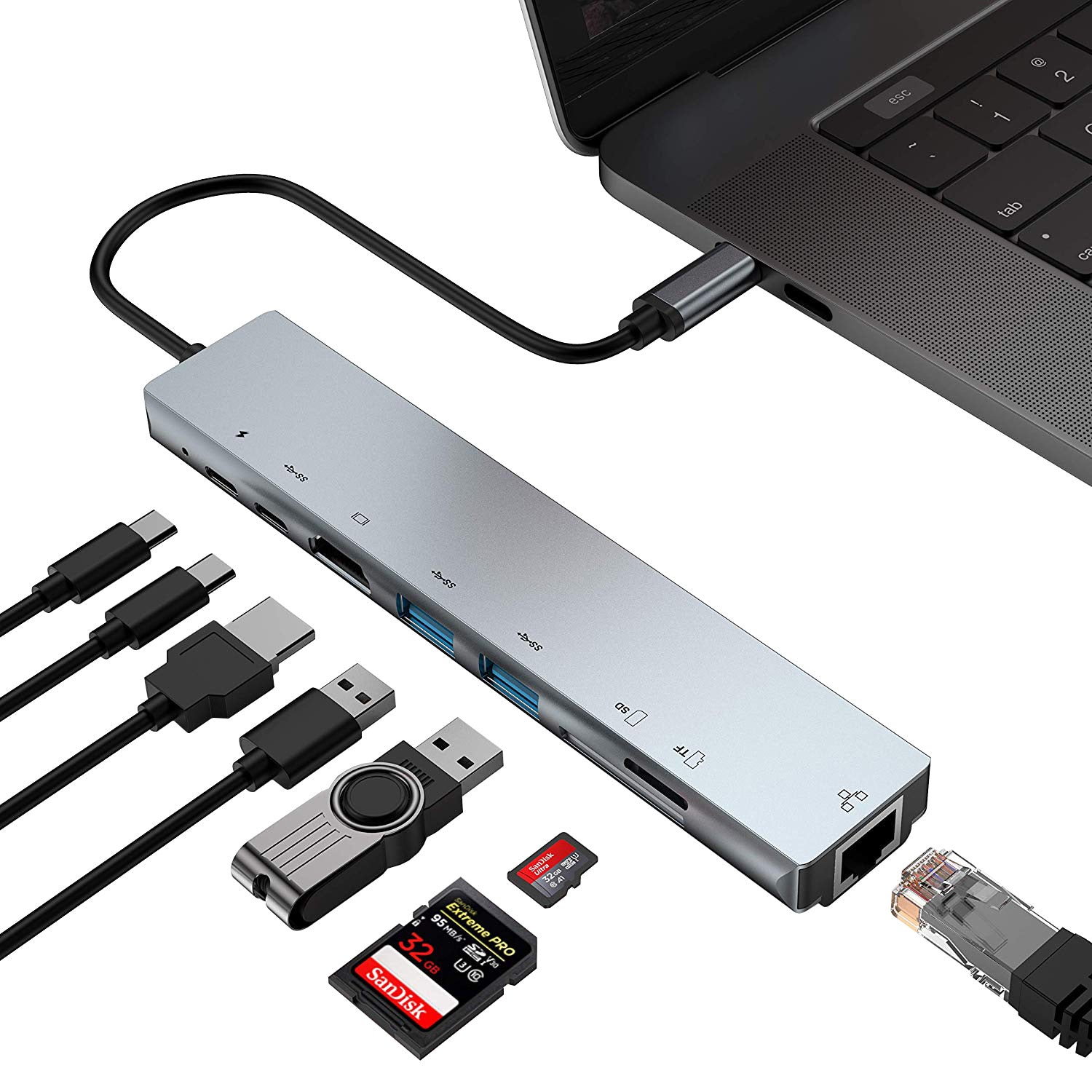 Eight in one docking station Type-C to network card HDMI multifunctional laptop converter eprolo