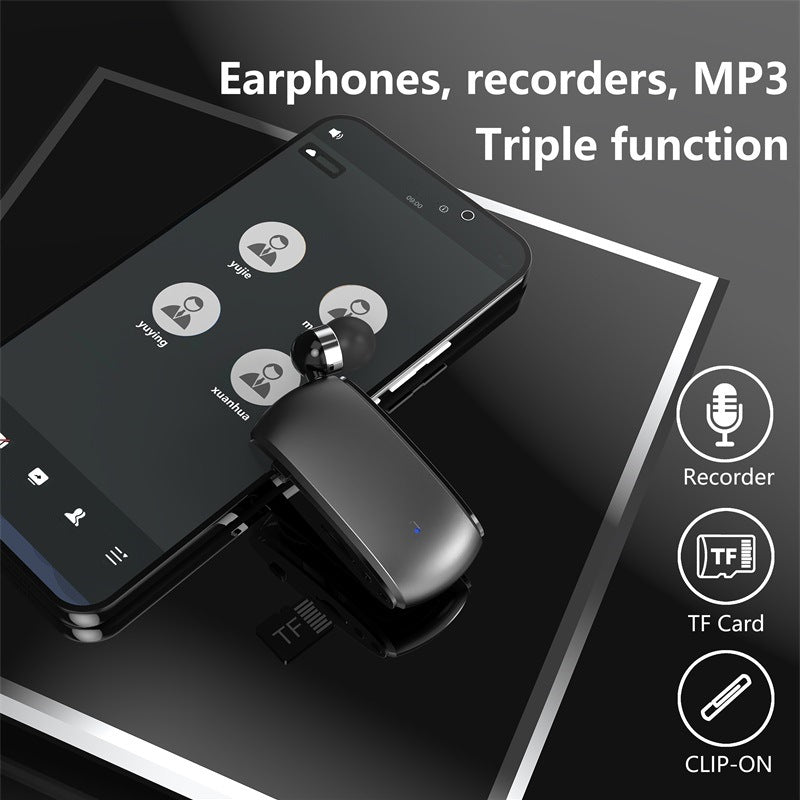 K68 New Collar style Bluetooth Earphones MP3 Earphones Wireless Telescopic Cable Single Ear Card Insertion Recording Earphones eprolo