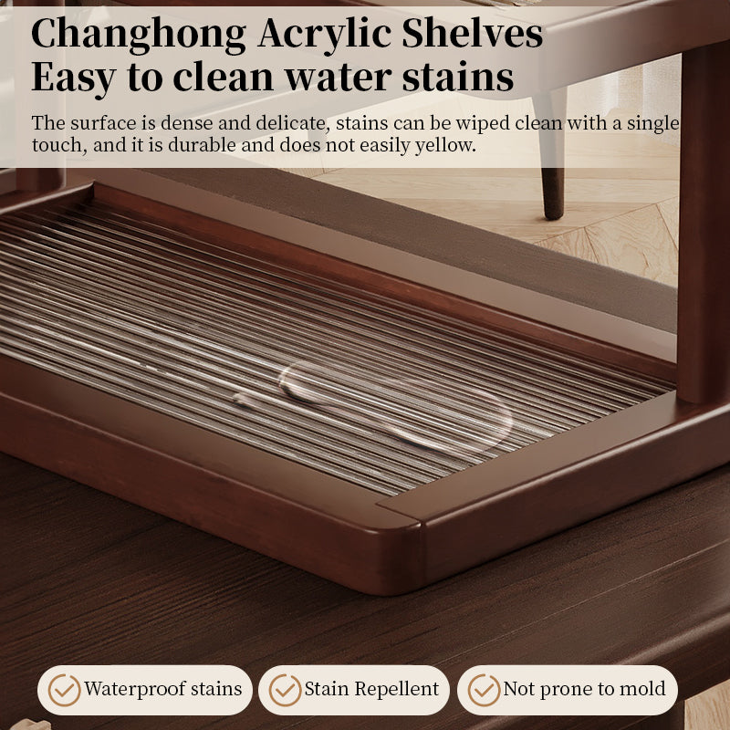 2-Tier Bamboo Spice & Cosmetic Organizer with Acrylic Base, Countertop Storage for Small Spaces eprolo