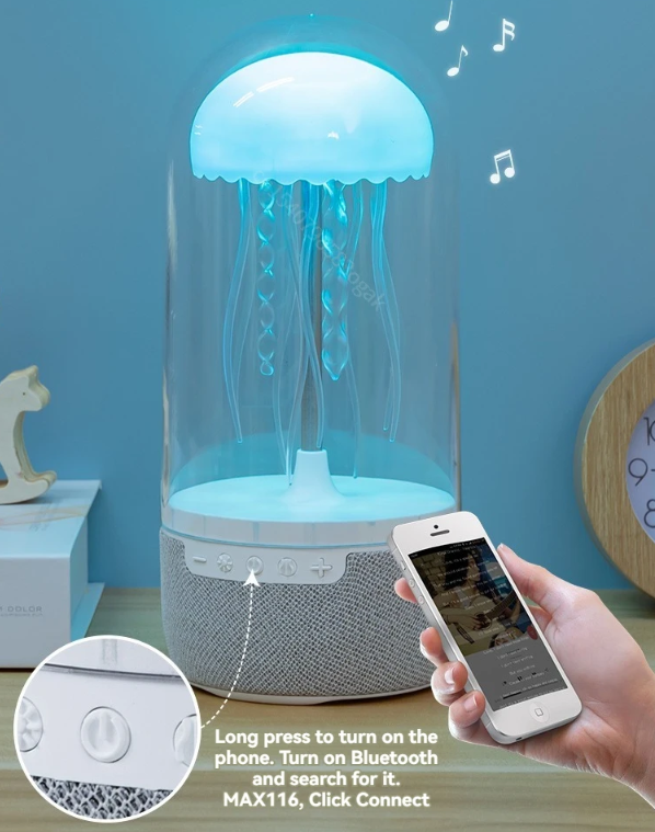 Creative Colorful Jellyfish Lamp Bluetooth Speaker HiFi Stereo 1800mAh Sports Jellyfish Speaker with Lights for Home Office eprolo