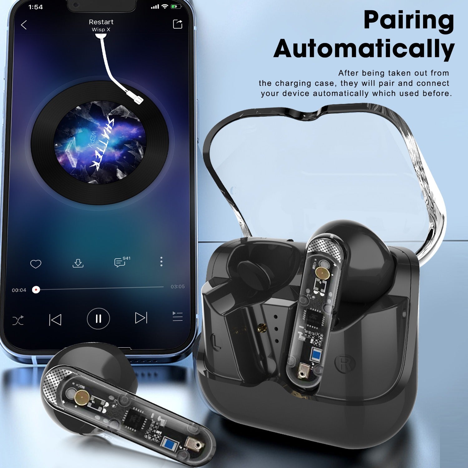 AKZ-S26 Wireless Sports Earphones Mini Transparent Shell Bluetooth Earphones TWS Lightweight Running Tpye-c Heavy Bass eprolo