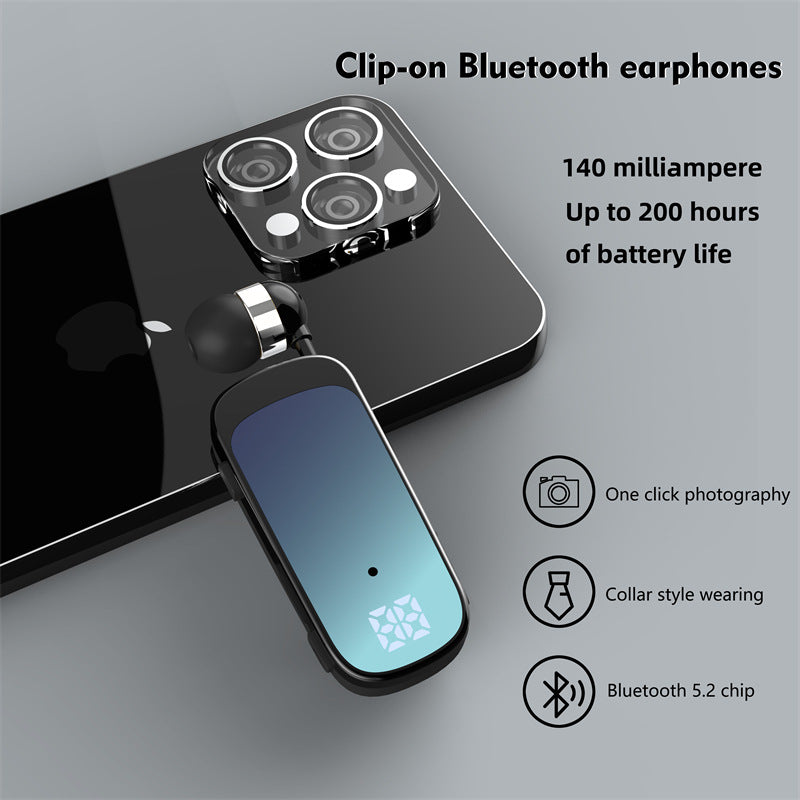 K65 Collar style Telescopic Cable Bluetooth Earphones In Ear Digital Display Long Range Business Single Ear Earphones 5.2 eprolo