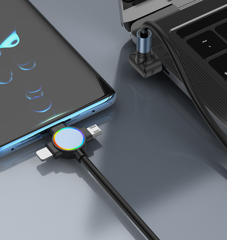 Three in one spring data cable suitable for Huawei Apple 15 Android Carplay streaming light car retractable fast charging cable eprolo