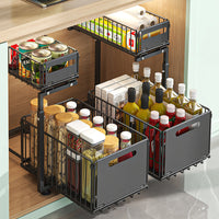 2-tier pull-out cabinet organizer, adjustable kitchen basket, under-sink organizer, spice rack, drawer slide. eprolo