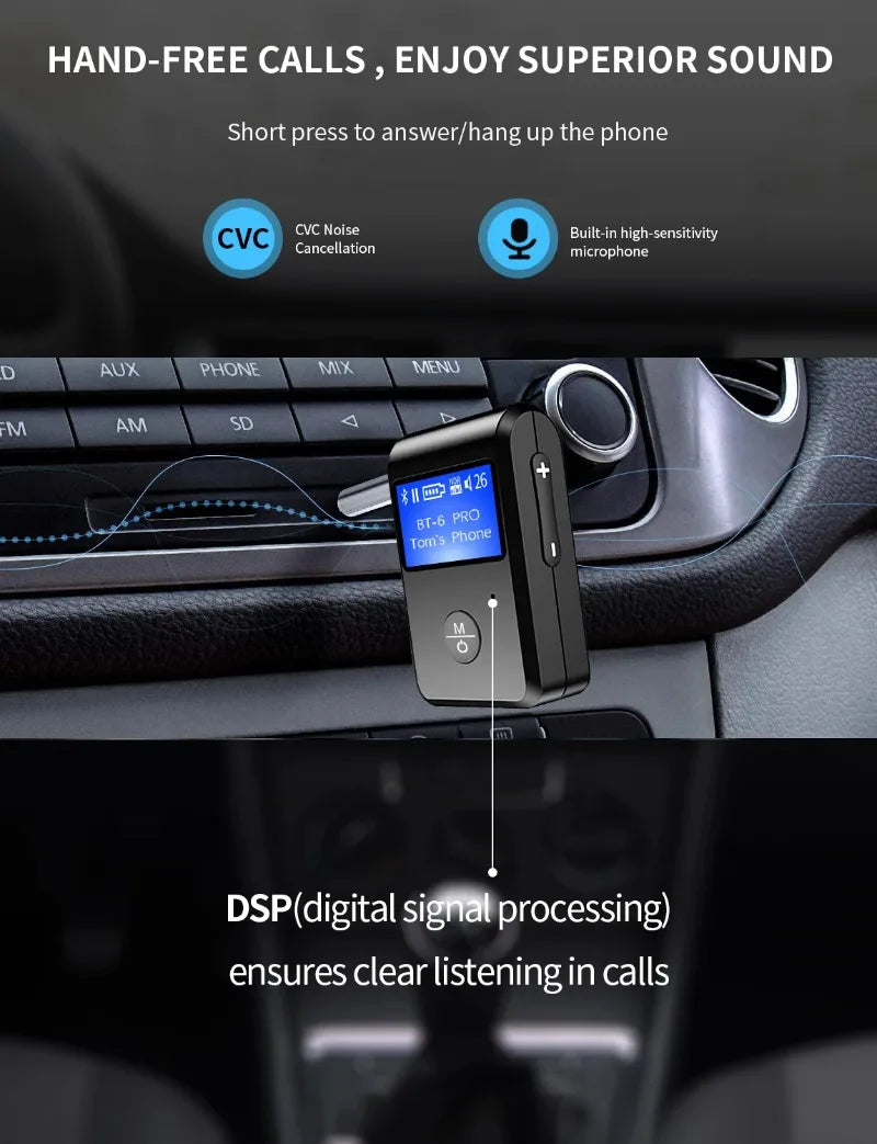 LED car Bluetooth 5.0 audio receiver 3.5 Bluetooth converter AUX call Bluetooth adapter eprolo