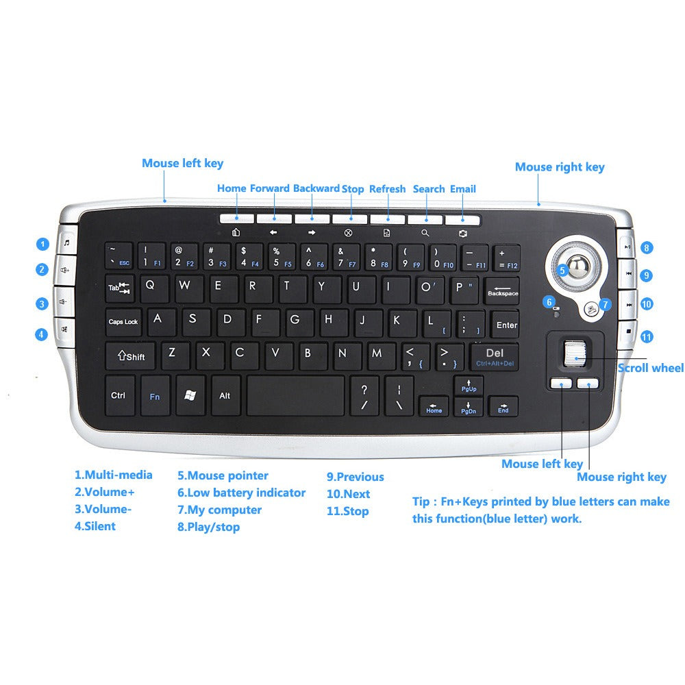 Air Flying Mouse Wireless Track Ball Keyboard Mini 2.4G Wireless Key Mouse 2-in-1 Mouse Keyboard Set eprolo