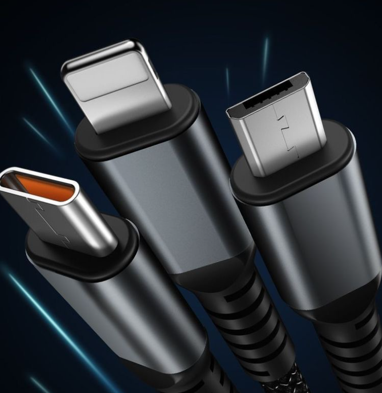 100W digital display light-emitting three in one fast charging one to three data cable suitable for Huawei Android Apple eprolo