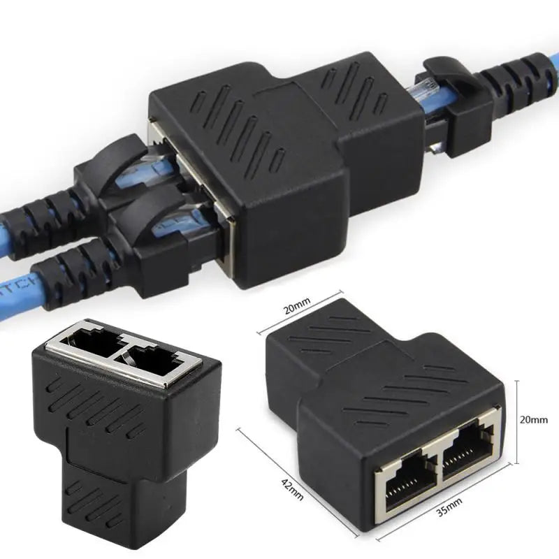 1 To 2 Ways RJ45 Female Splitter LAN Ethernet Network Cable Double Connector Adapter Ports Coupler For Laptop Docking Stations