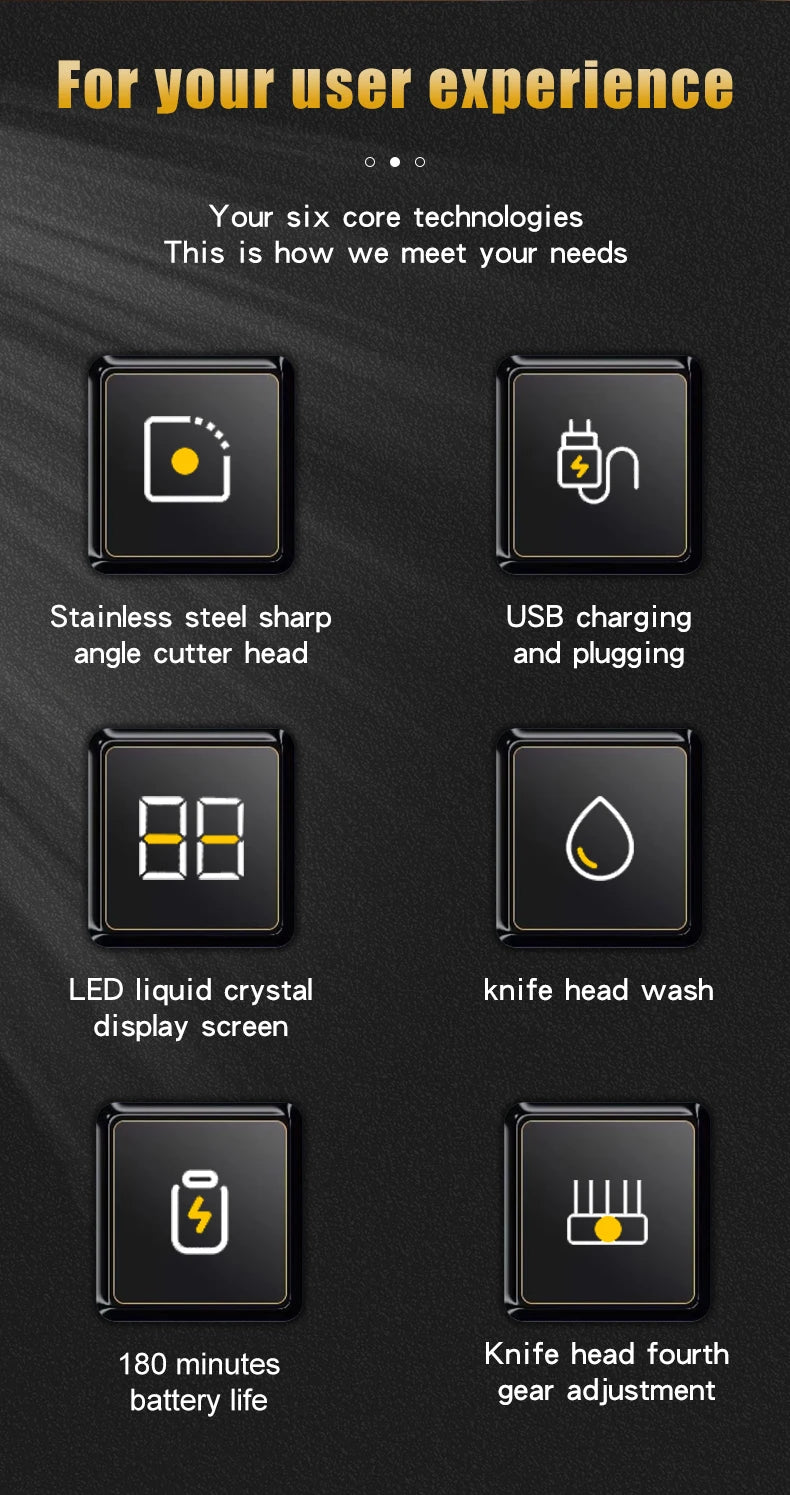 hiena Electric Hair Clipper UBS Rechargeable Cordless Beard Trimmer Men Powerful Electric Hair Clipper Trimming Tool BladeNest