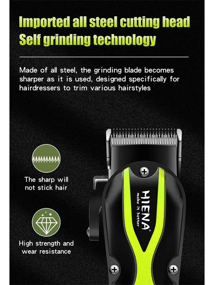 hiena Electric Hair Clipper UBS Rechargeable Cordless Beard Trimmer Men Powerful Electric Hair Clipper Trimming Tool BladeNest
