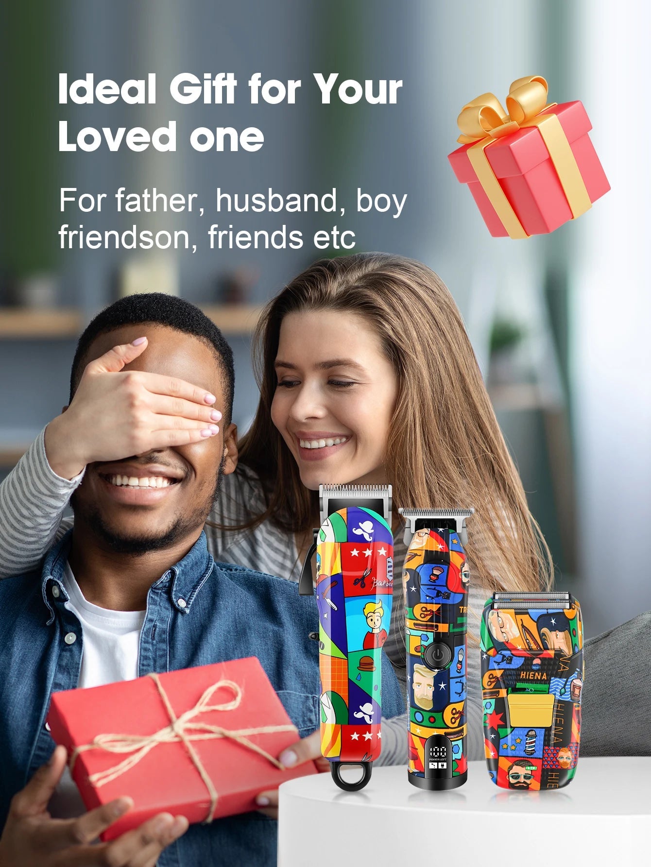 HIENA Graffiti hair clipper Hair cutting machine  Professional Hair Clipper Trimmer Set Hair Cutting Machine Cordless Barber BladeNest