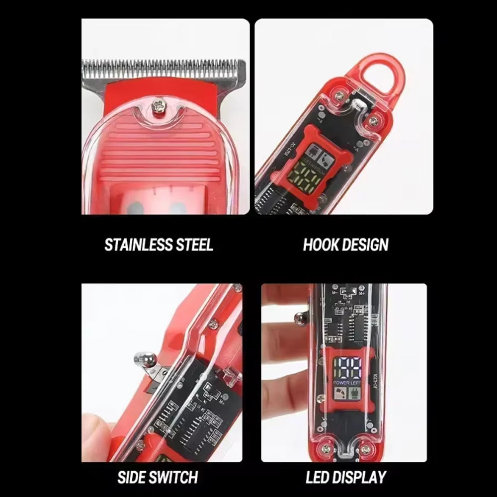 Transparent Body Electric Hair Clipper Professional Trimmer USB Rechargeable Hair Cutting Machine For Men Holiday Gift For Him BladeNest