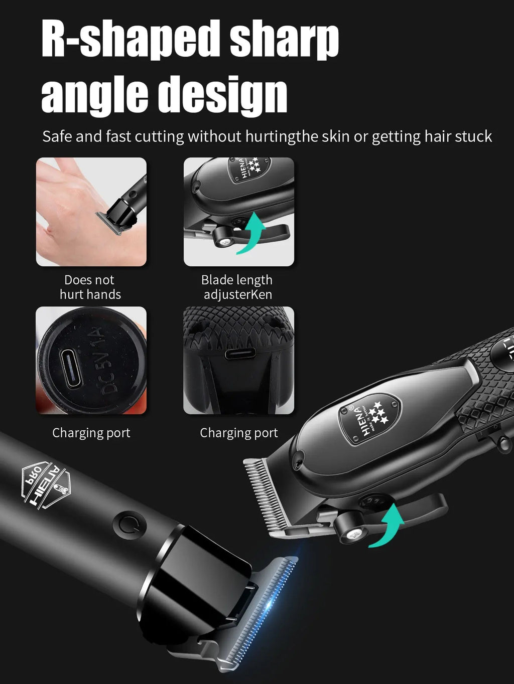 hiena Hair Clipper Kit for Men Electric Shaver Hair Trimmer Professional Cutting Machine Hair Trimmer with LCD Digital Display BladeNest