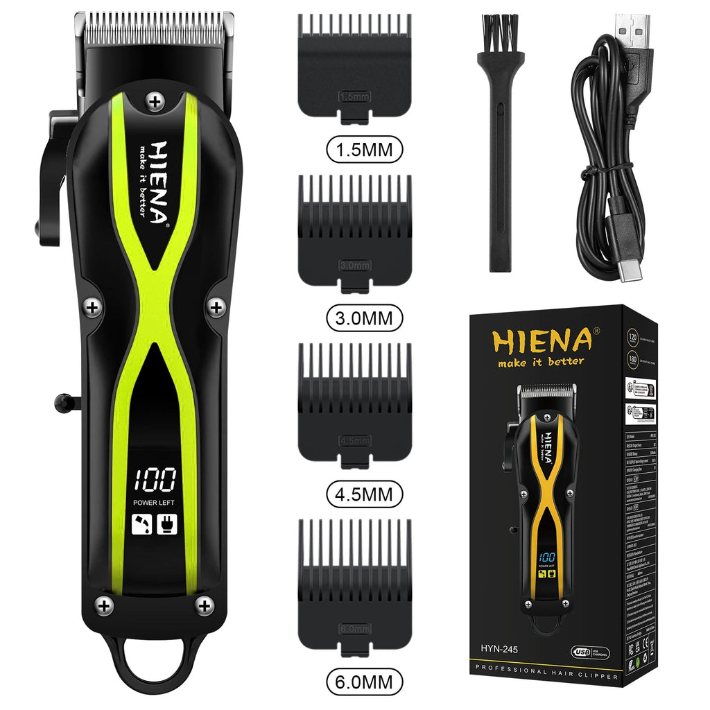 hiena Electric Hair Clipper UBS Rechargeable Cordless Beard Trimmer Men Powerful Electric Hair Clipper Trimming Tool BladeNest
