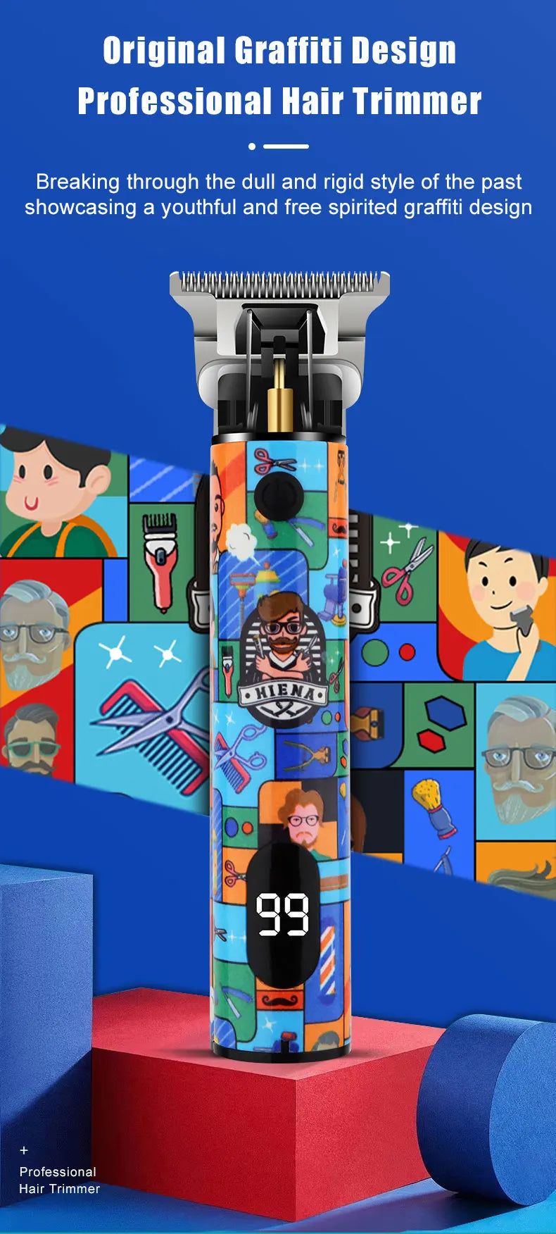 Hair Clippers trendy Graffiti design Barber shop Electric Hair Trimmer Razor Salon Hair Cutting Machine Clipper BladeNest