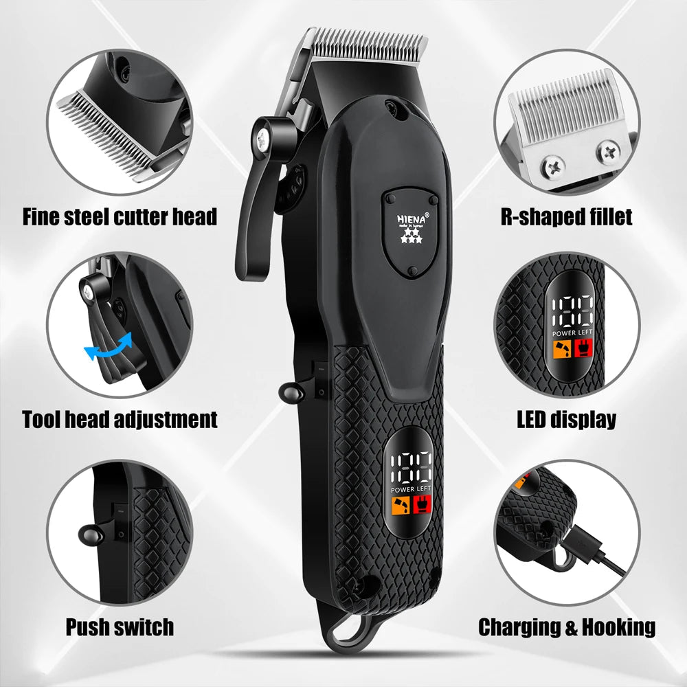 hiena Hair Clipper Kit for Men Electric Shaver Hair Trimmer Professional Cutting Machine Hair Trimmer with LCD Digital Display BladeNest