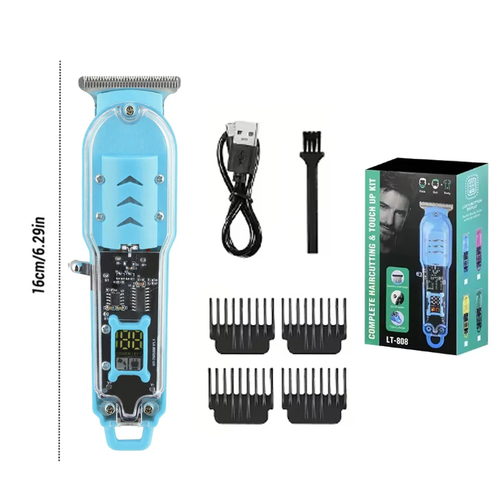 Transparent Body Electric Hair Clipper Professional Trimmer USB Rechargeable Hair Cutting Machine For Men Holiday Gift For Him BladeNest