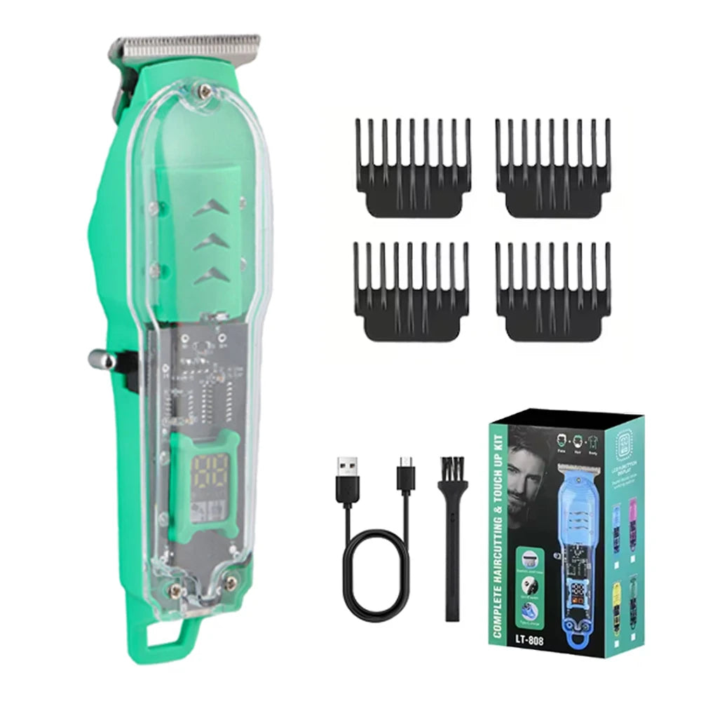Transparent Body Electric Hair Clipper Professional Trimmer USB Rechargeable Hair Cutting Machine For Men Holiday Gift For Him BladeNest