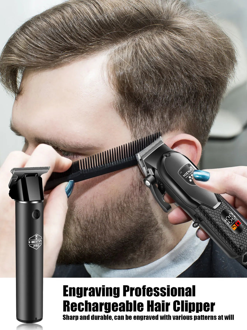 hiena Hair Clipper Kit for Men Electric Shaver Hair Trimmer Professional Cutting Machine Hair Trimmer with LCD Digital Display BladeNest