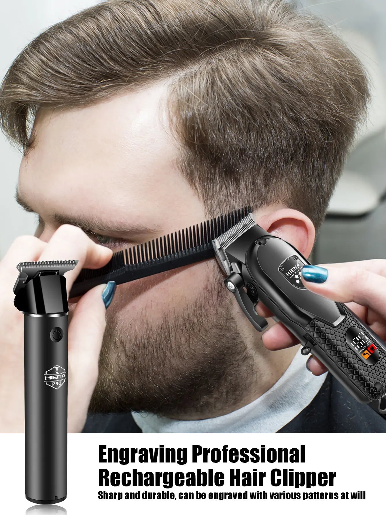 hiena Hair Clipper Kit for Men Electric Shaver Hair Trimmer Professional Cutting Machine Hair Trimmer with LCD Digital Display BladeNest