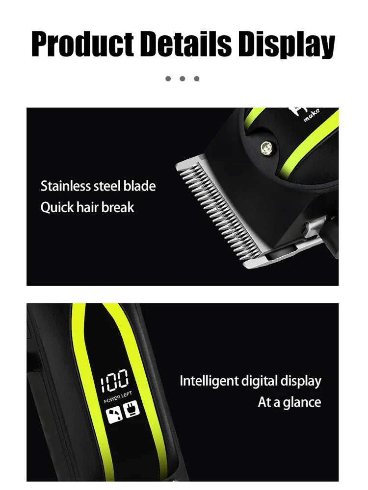 hiena Electric Hair Clipper UBS Rechargeable Cordless Beard Trimmer Men Powerful Electric Hair Clipper Trimming Tool BladeNest