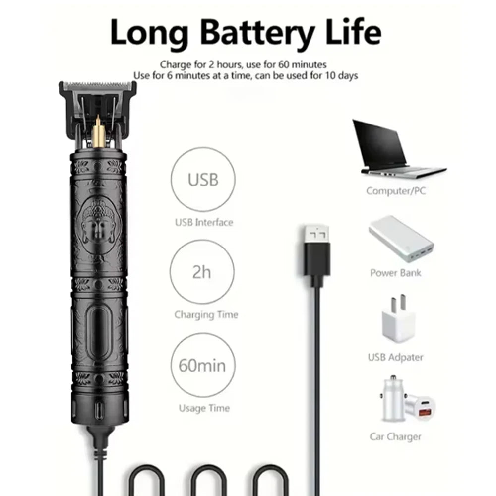 hiena Electric Hair Clipper UBS Rechargeable Cordless Beard Trimmer Men Powerful Electric Hair Clipper Trimming Tool BladeNest