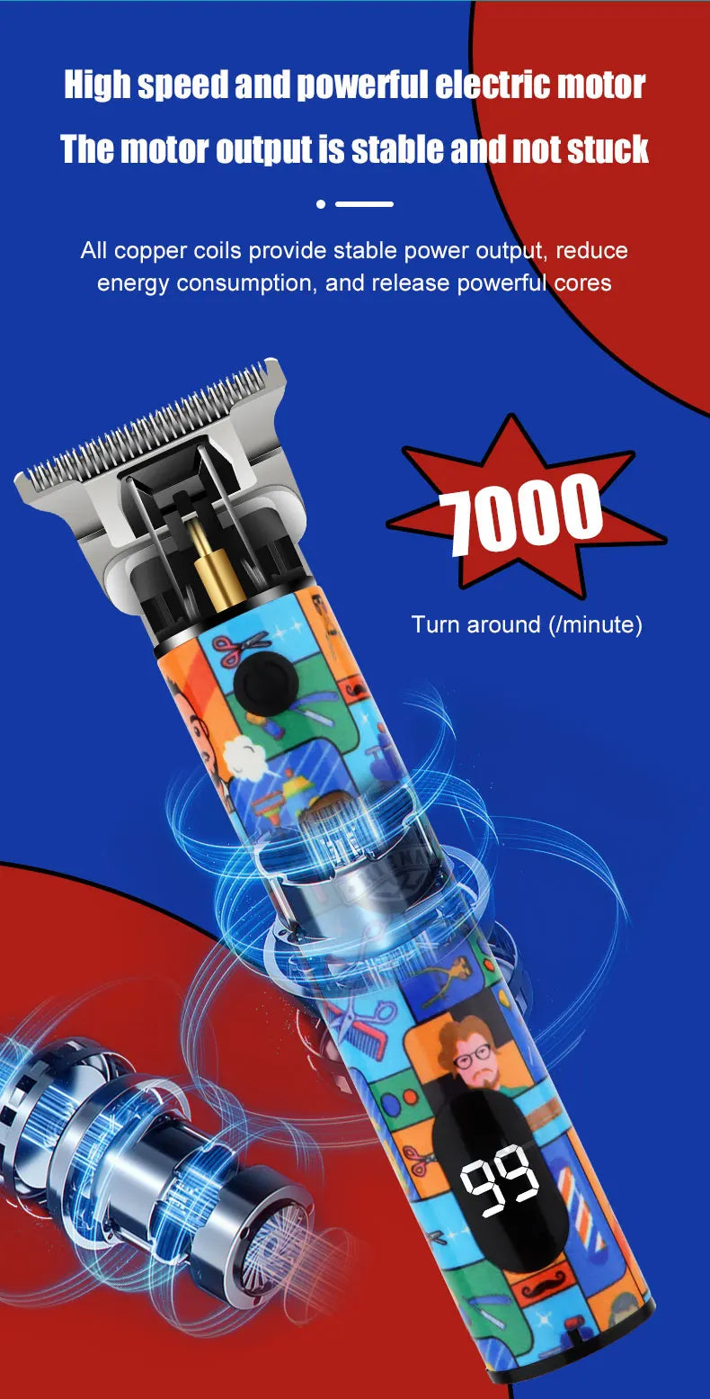 Hair Clippers trendy Graffiti design Barber shop Electric Hair Trimmer Razor Salon Hair Cutting Machine Clipper BladeNest
