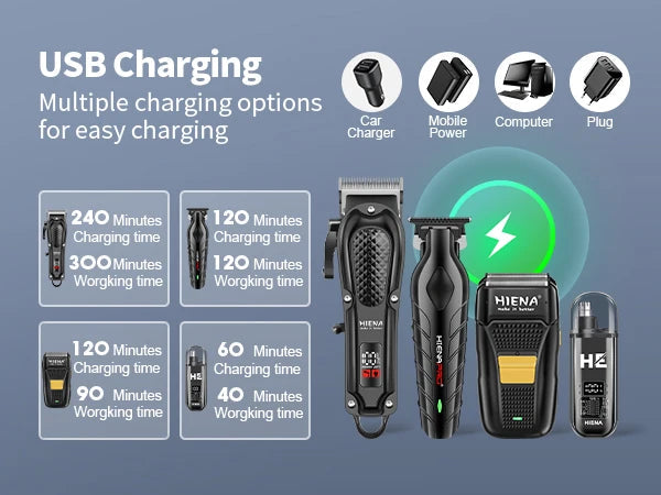 hiena Finish Machine Electric Professional Electric Hair Clippers Beard Clipper Rechargeable Men's Shaver Hair Trimmer Kit BladeNest