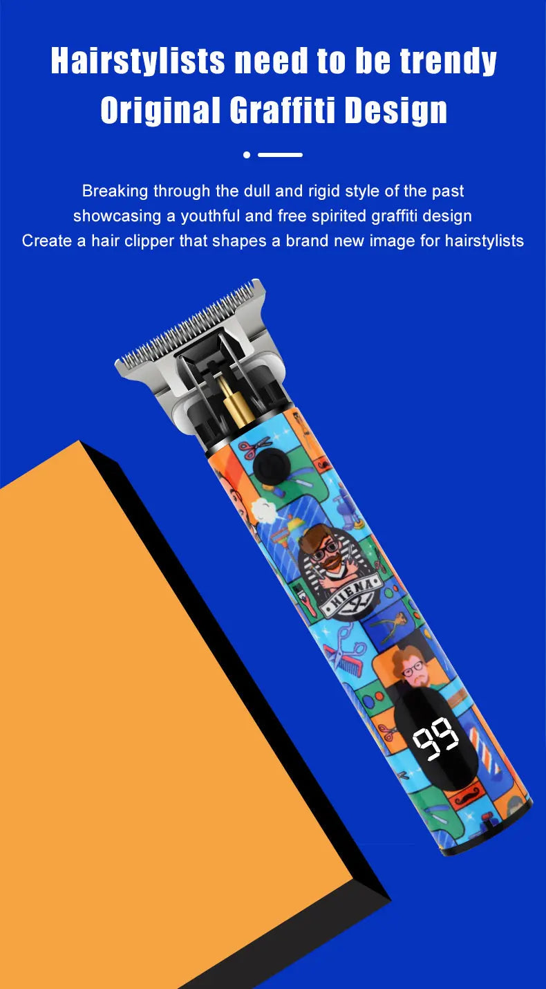 Hair Clippers trendy Graffiti design Barber shop Electric Hair Trimmer Razor Salon Hair Cutting Machine Clipper BladeNest