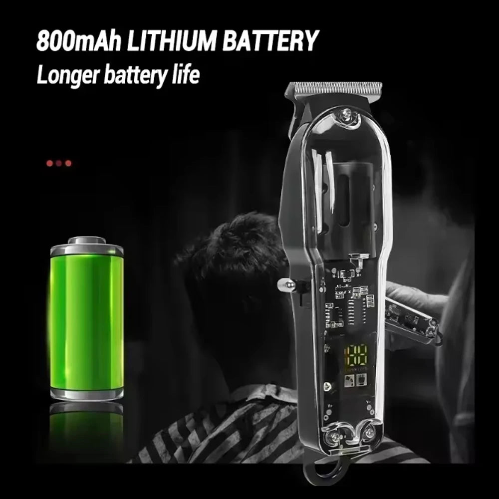 Transparent Body Electric Hair Clipper Professional Trimmer USB Rechargeable Hair Cutting Machine For Men Holiday Gift For Him BladeNest