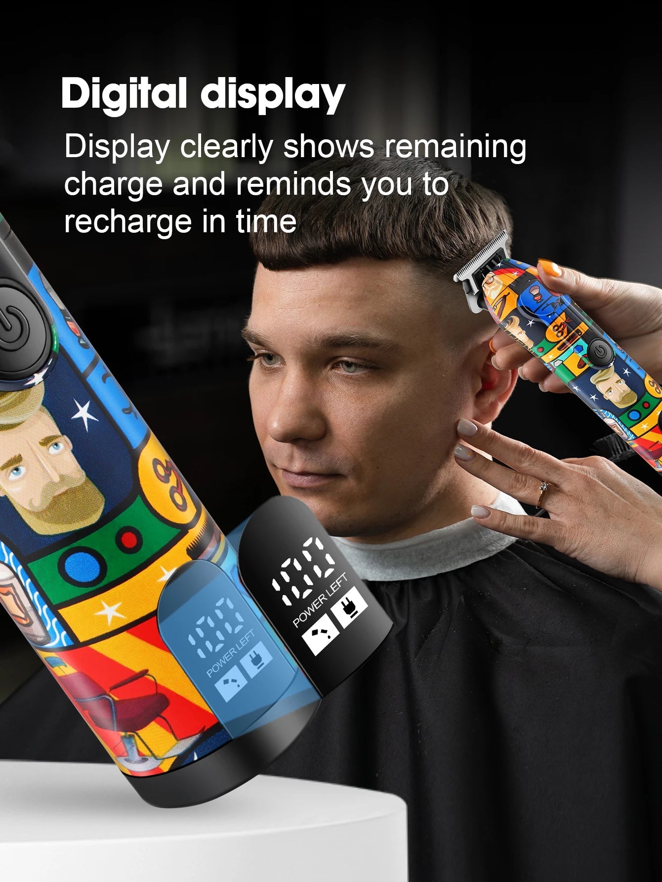 HIENA Graffiti hair clipper Hair cutting machine  Professional Hair Clipper Trimmer Set Hair Cutting Machine Cordless Barber BladeNest